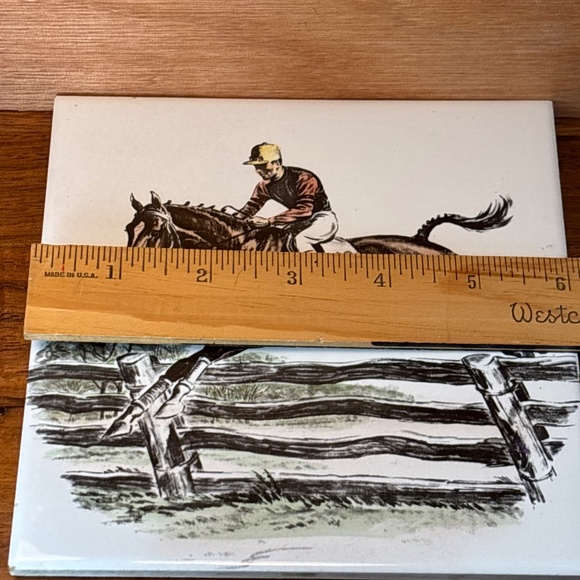 Vintage Equestrian Tile /Trivet 6"×6" Delano Studio Jumping Horse Farmcore - Picture 8 of 8